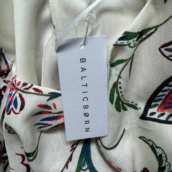 NWT Baltic Born Dress Womens Plus 2X Cream Floral Belted Tally Mini Ruffle Boho - Picture 4 of 12